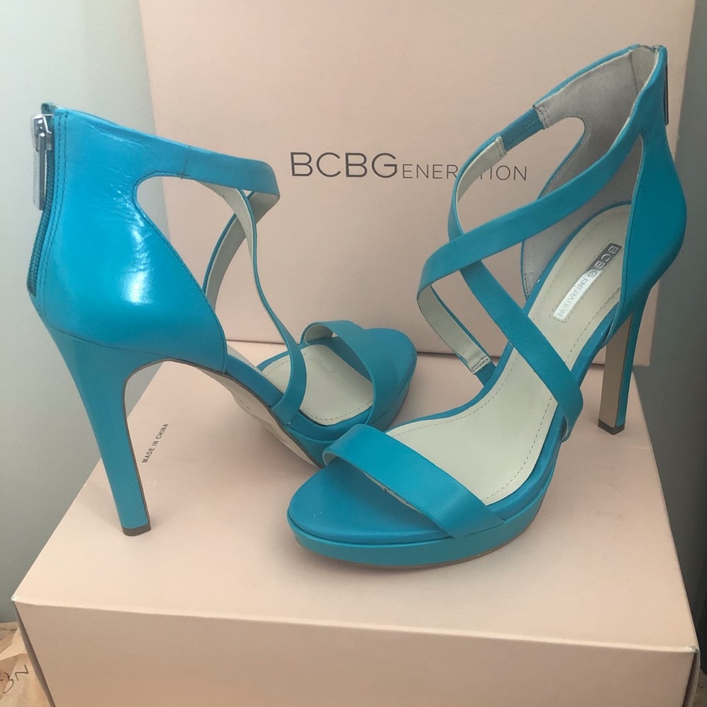 BCBG - BG Gidget: High-Heel Teal Dress Sandal.  Size 9